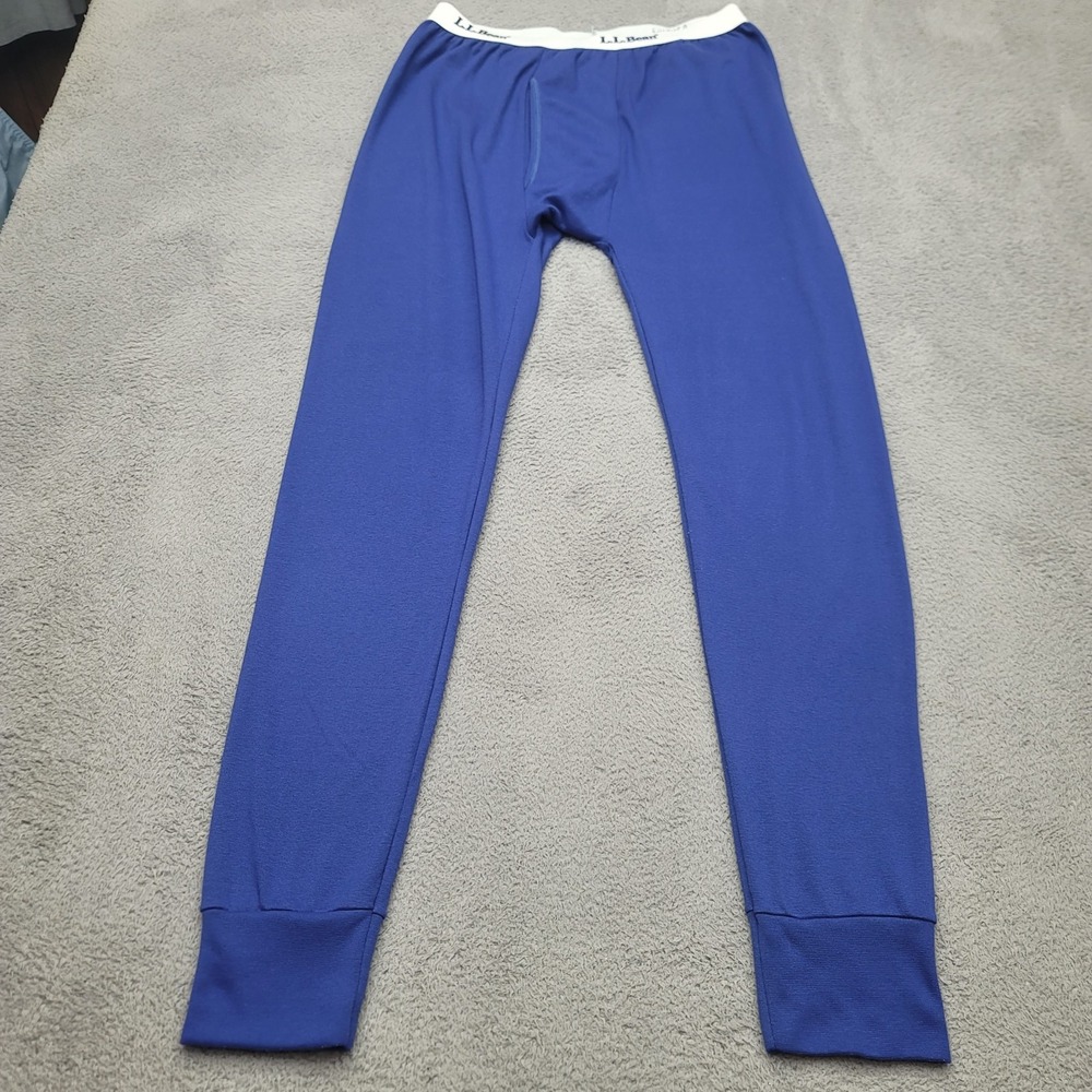 Vintage LL Bean Pajama Pants Mens Large Tall Blue Base Layer Thermal Long Johns